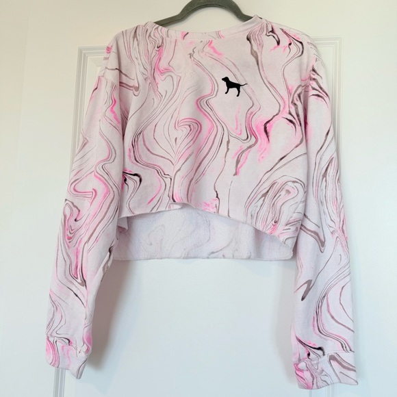 Victoria's Secret Pink Marble Tie-Dye Cropped Long Sleeve Pullover - Picture 3 of 8